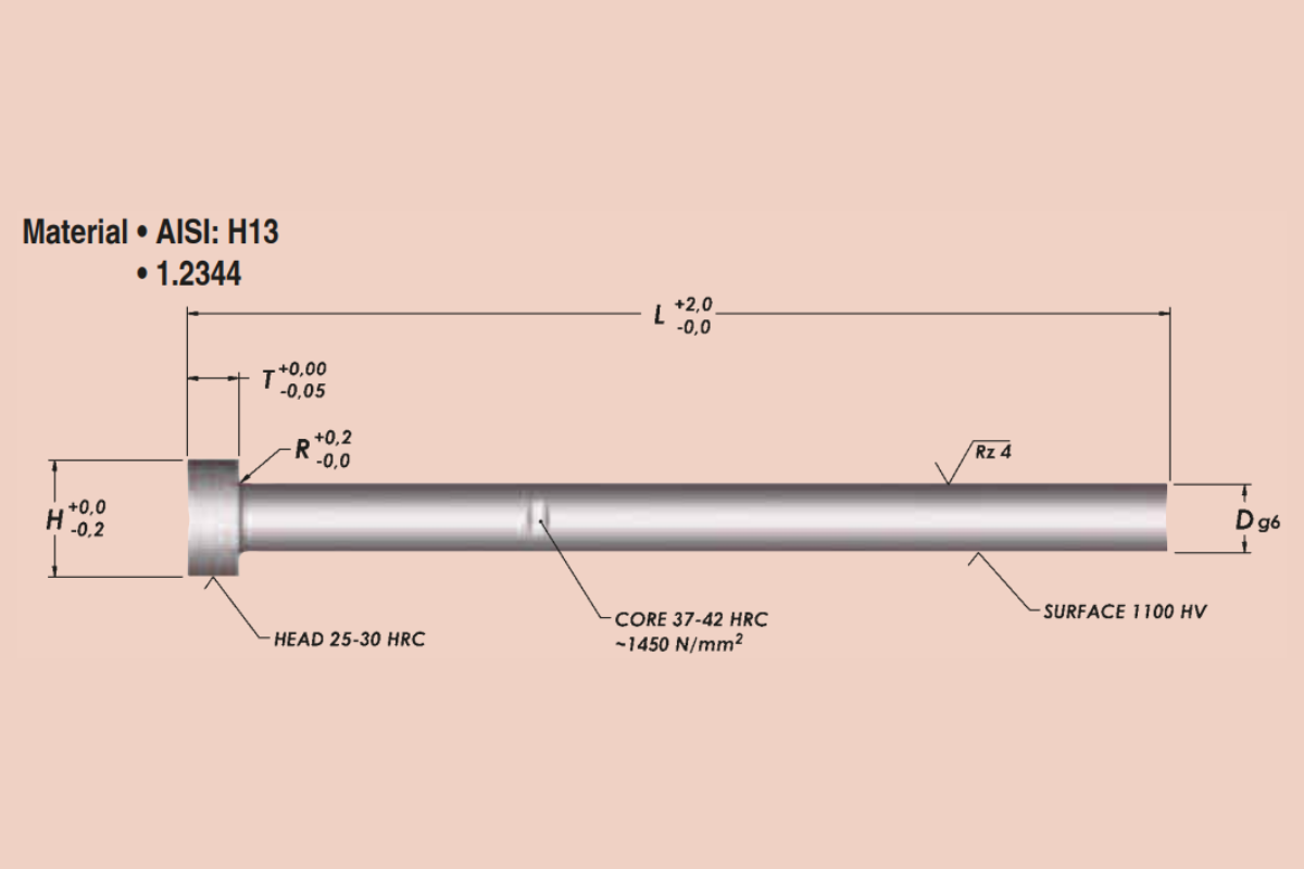 Ejector Pins Nitrided - Parallel Metric | 16.0 | 160 | AN-16,0L160